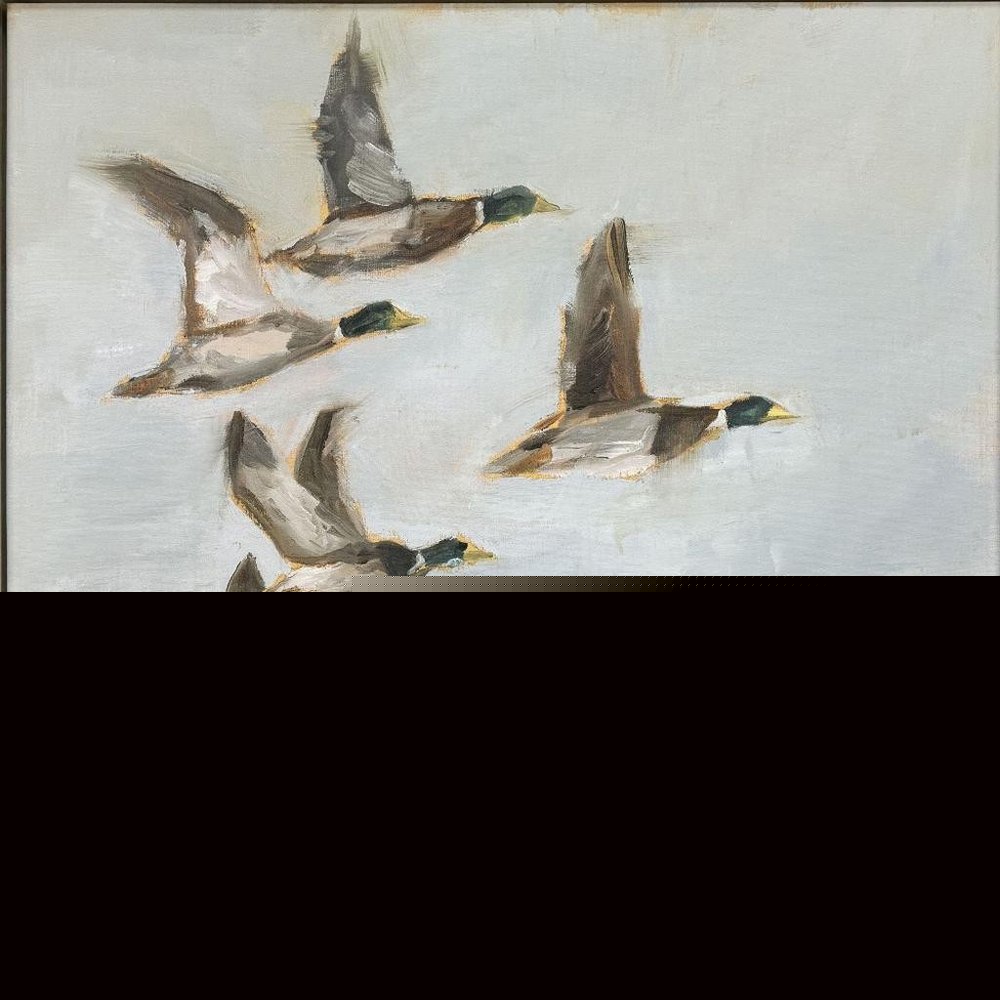 Mallard Migration I Distressed White Floater Frame Wall Art HomeRoots
