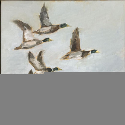 Mallard Migration I Distressed White Floater Frame Wall Art HomeRoots