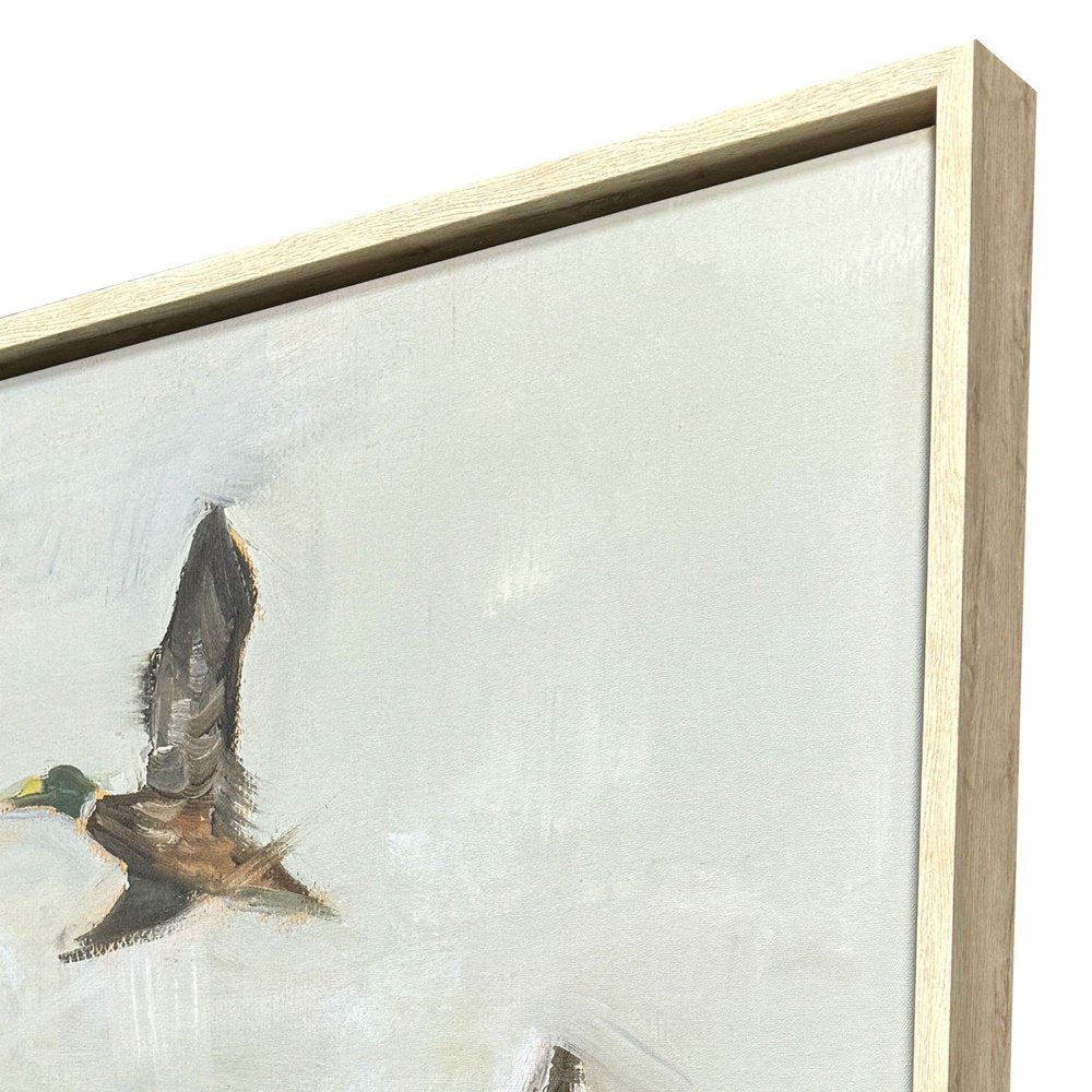 Mallard Migration II Distressed White Floater Frame Wall Art HomeRoots