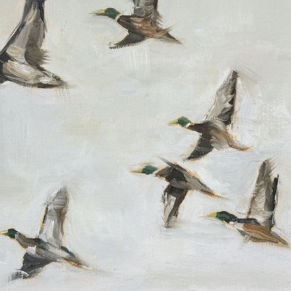 Mallard Migration II Distressed White Floater Frame Wall Art HomeRoots