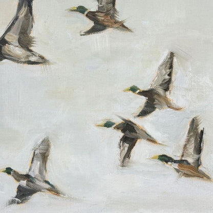 Mallard Migration II Distressed White Floater Frame Wall Art HomeRoots