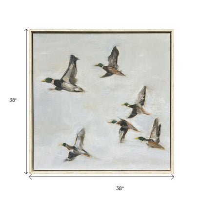 Mallard Migration II Distressed White Floater Frame Wall Art HomeRoots