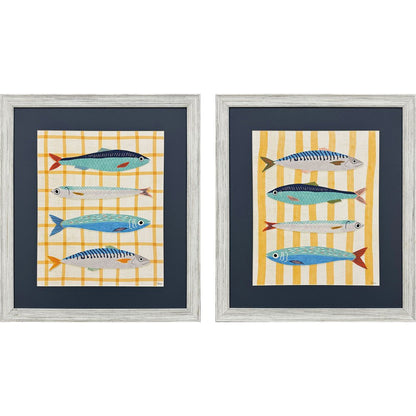 Set Of Two Little Fish Distressed White Framed Wall Art HomeRoots