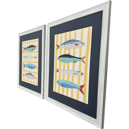 Set Of Two Little Fish Distressed White Framed Wall Art HomeRoots