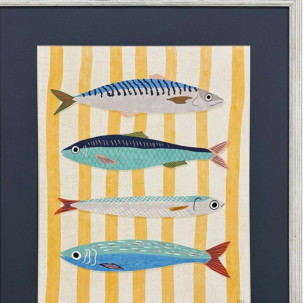 Set Of Two Little Fish Distressed White Framed Wall Art HomeRoots