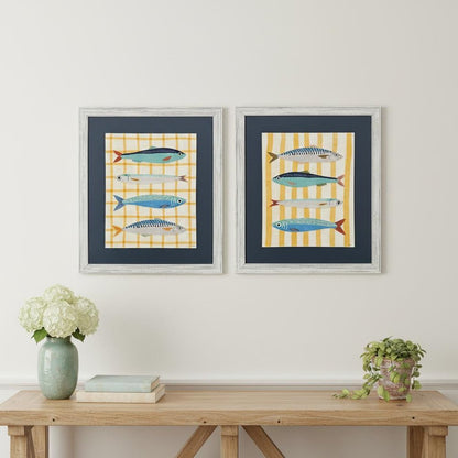 Set Of Two Little Fish Distressed White Framed Wall Art HomeRoots