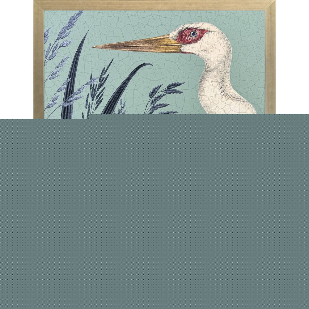 Coastal Paradise Stork Silver Framed Wall Art HomeRoots