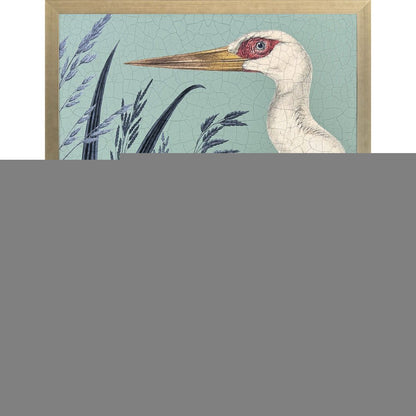 Coastal Paradise Stork Silver Framed Wall Art HomeRoots