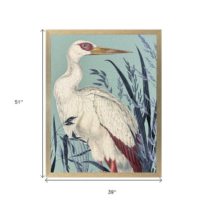 Coastal Paradise Stork Silver Framed Wall Art HomeRoots
