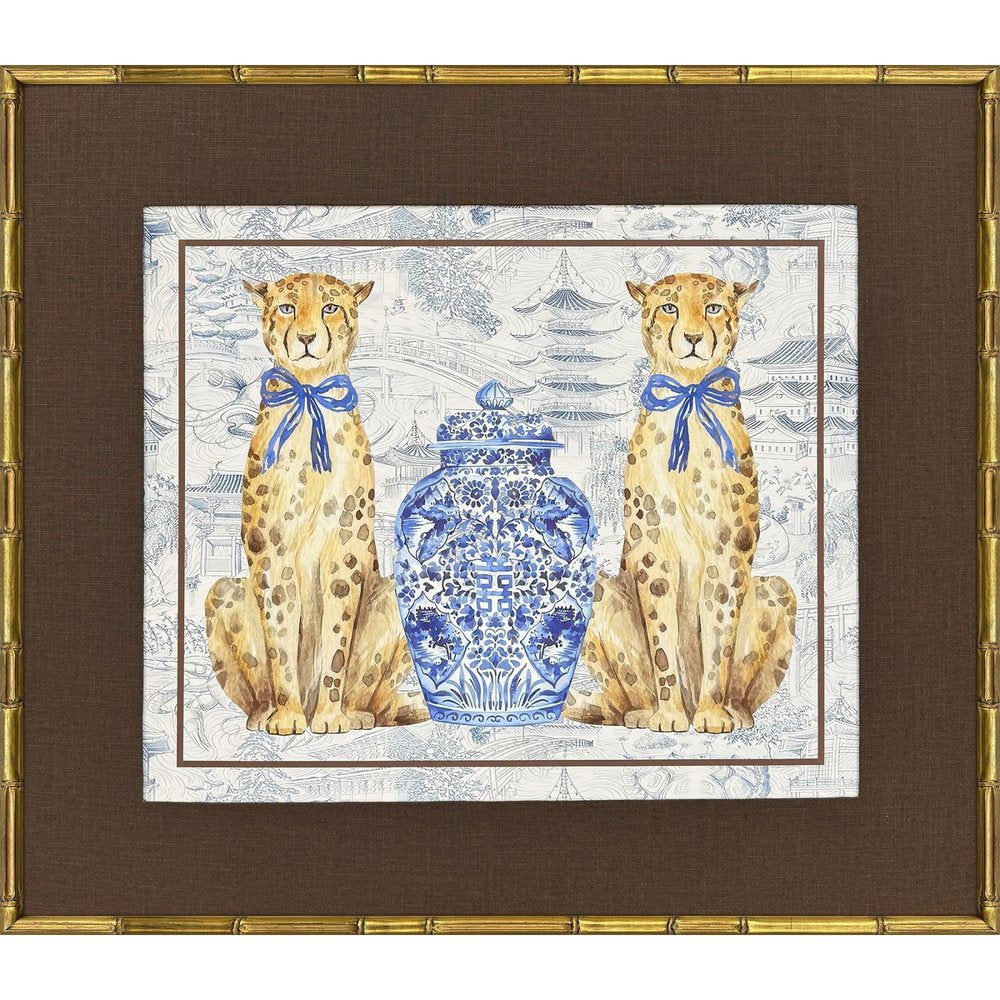 Oriental Leopards Gold Framed Wall Art HomeRoots