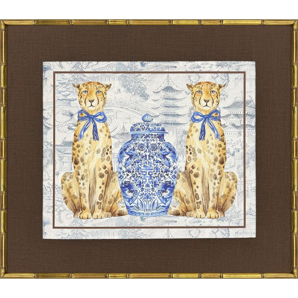 Oriental Leopards Gold Framed Wall Art HomeRoots