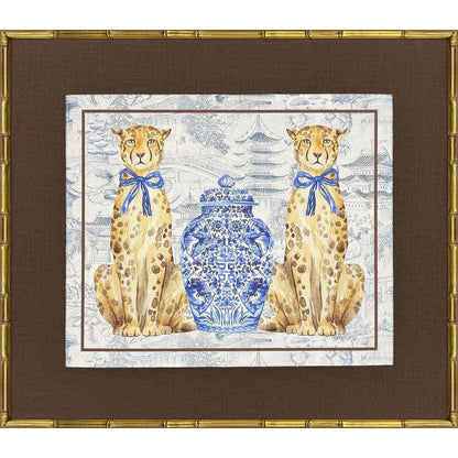 Oriental Leopards Gold Framed Wall Art HomeRoots
