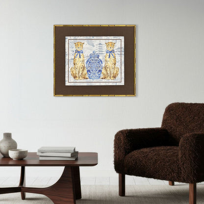 Oriental Leopards Gold Framed Wall Art HomeRoots