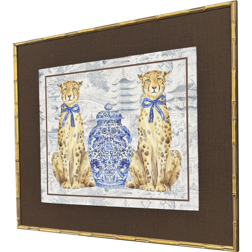 Oriental Leopards Gold Framed Wall Art HomeRoots