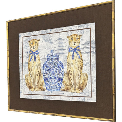 Oriental Leopards Gold Framed Wall Art HomeRoots