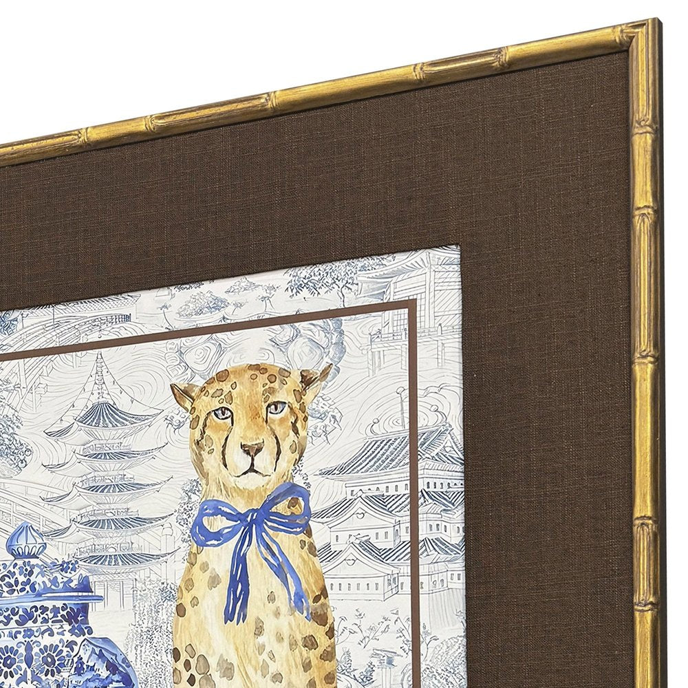 Oriental Leopards Gold Framed Wall Art HomeRoots