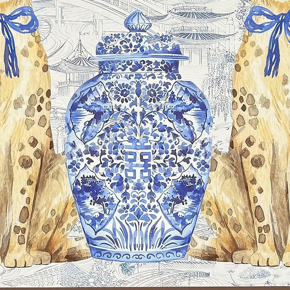 Oriental Leopards Gold Framed Wall Art HomeRoots