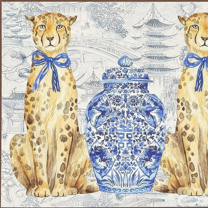 Oriental Leopards Gold Framed Wall Art HomeRoots