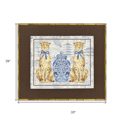 Oriental Leopards Gold Framed Wall Art HomeRoots