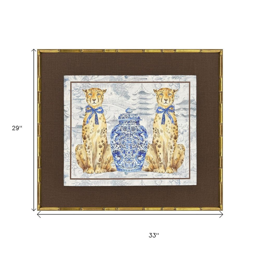Oriental Leopards Gold Framed Wall Art HomeRoots