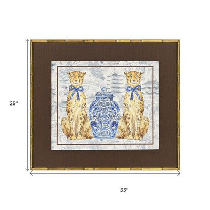 Oriental Leopards Gold Framed Wall Art HomeRoots