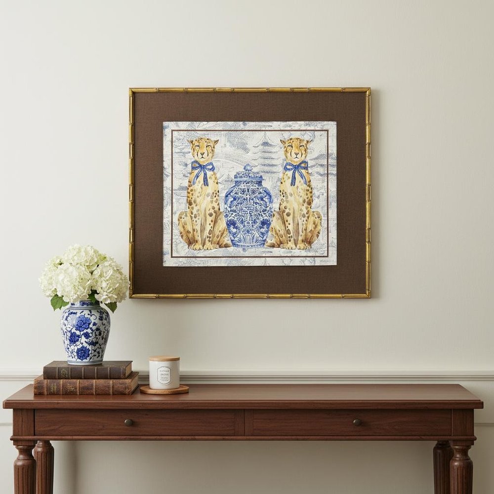 Oriental Leopards Gold Framed Wall Art HomeRoots