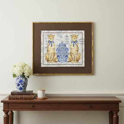 Oriental Leopards Gold Framed Wall Art HomeRoots