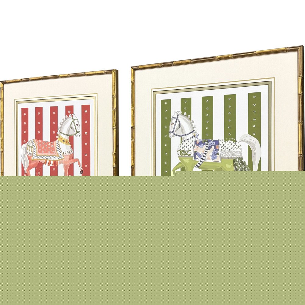 Set Of Two High Stepping Gold Framed Wall Art HomeRoots