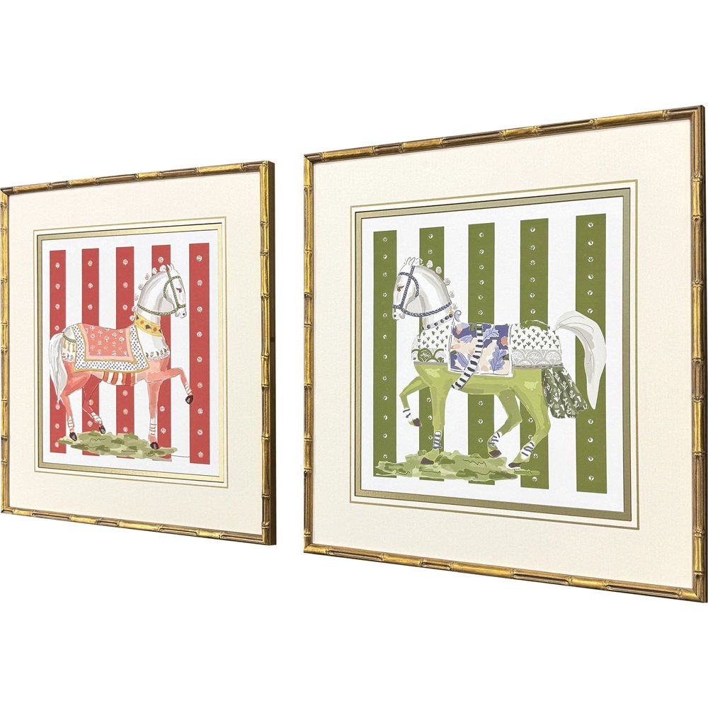 Set Of Two High Stepping Gold Framed Wall Art HomeRoots