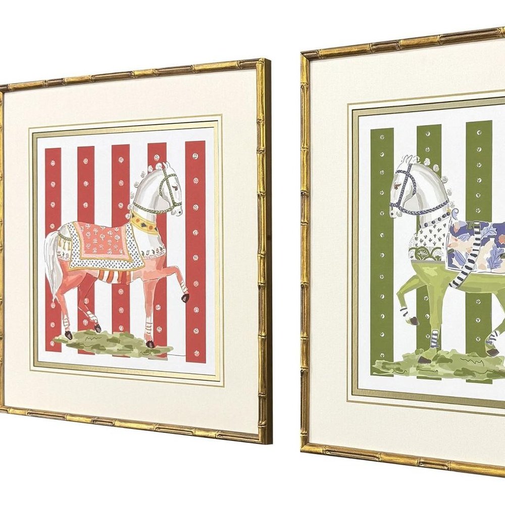 Set Of Two High Stepping Gold Framed Wall Art HomeRoots