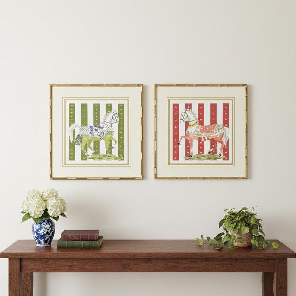 Set Of Two High Stepping Gold Framed Wall Art HomeRoots
