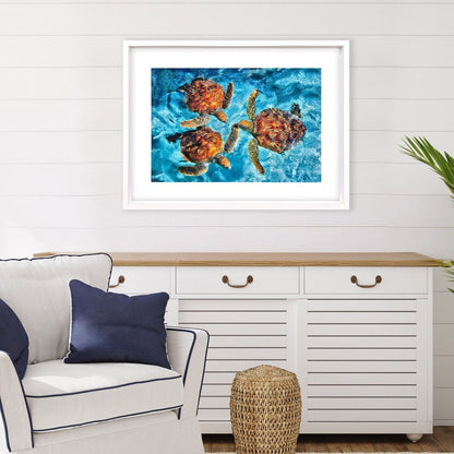Ocean Turtles White Framed Wall Art HomeRoots