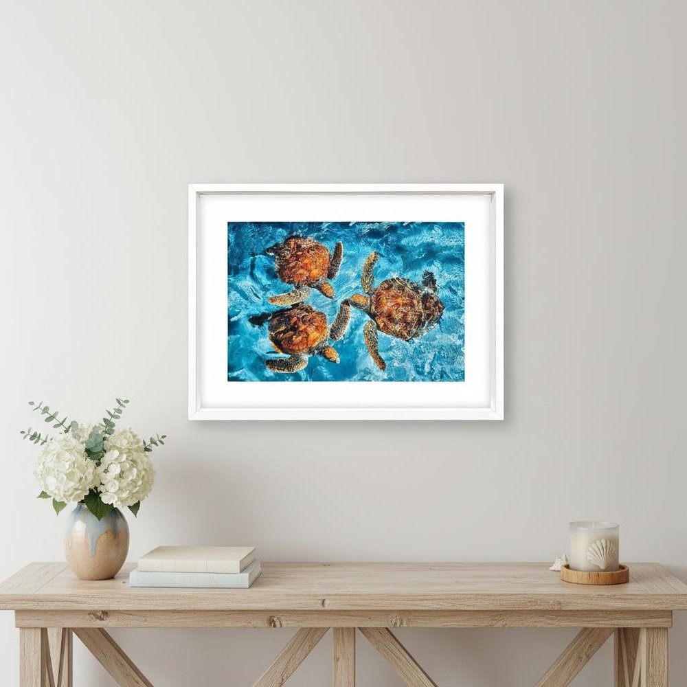 Ocean Turtles White Framed Wall Art HomeRoots