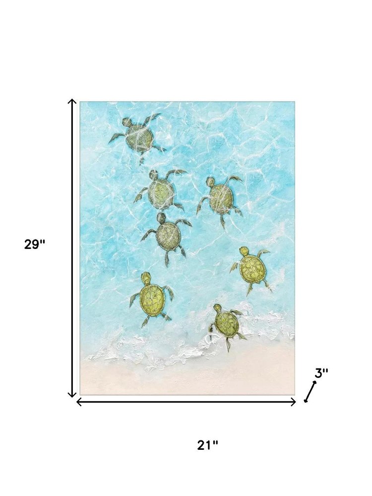 Swimming Turtles I White Framed Wall Art HomeRoots