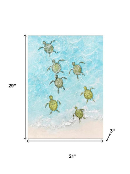 Swimming Turtles I White Framed Wall Art HomeRoots
