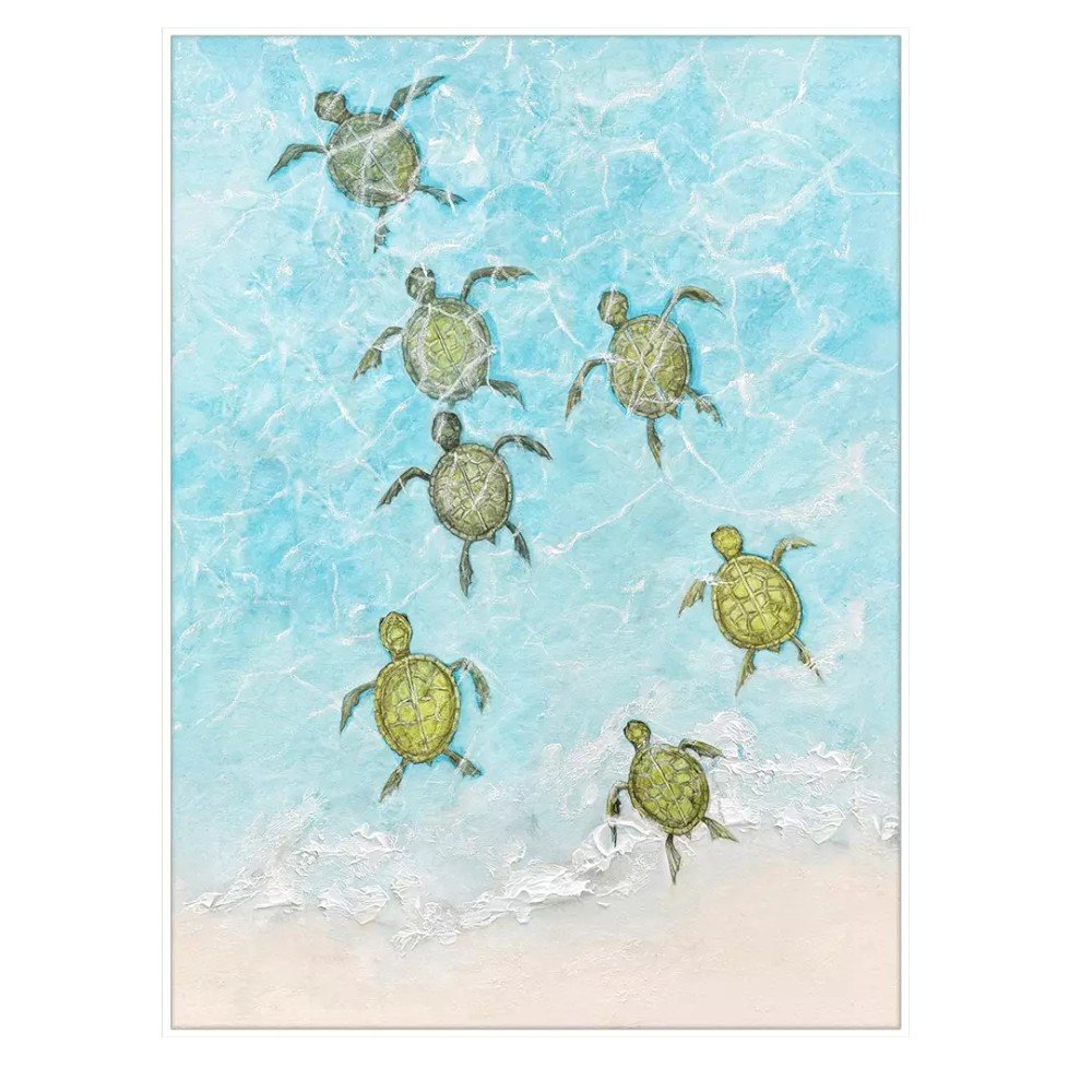 Swimming Turtles I White Framed Wall Art HomeRoots