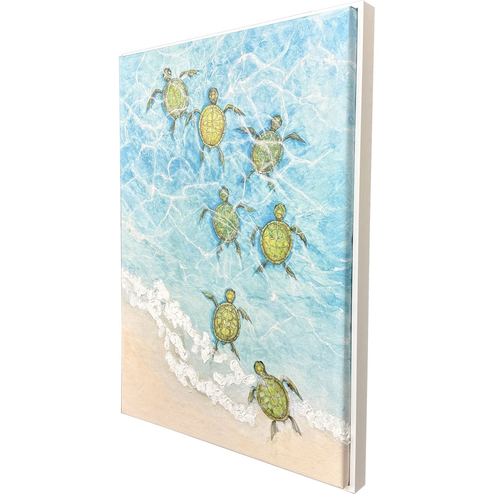 Swimming Turtles II White Framed Wall Art HomeRoots