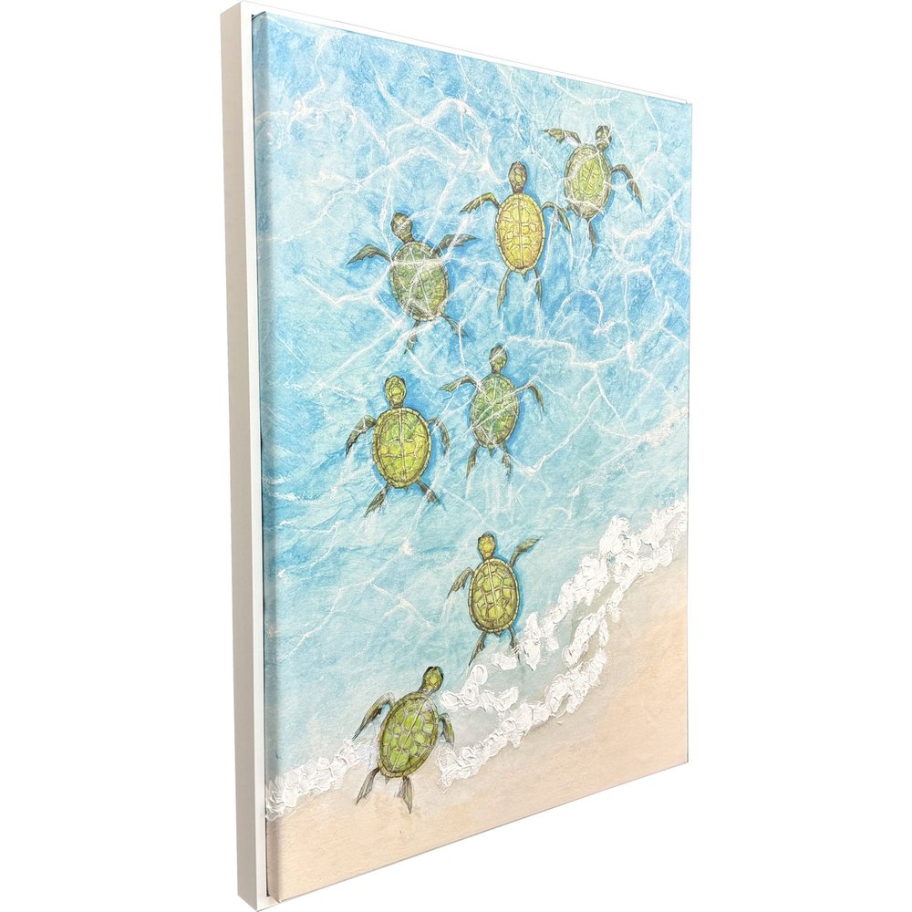 Swimming Turtles II White Framed Wall Art HomeRoots