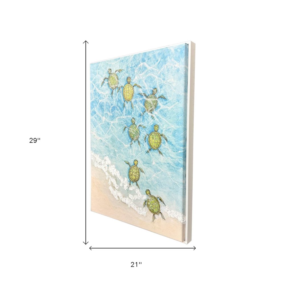 Swimming Turtles II White Framed Wall Art HomeRoots