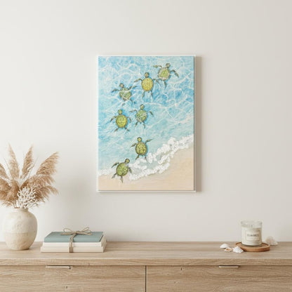 Swimming Turtles II White Framed Wall Art HomeRoots