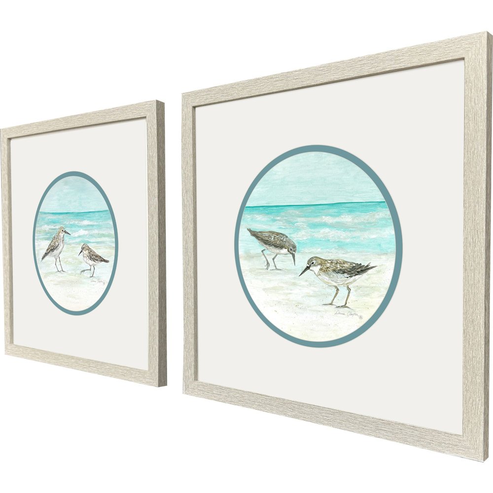 Set Of Two Shoreline Duo Distressed White Framed Wall Art HomeRoots