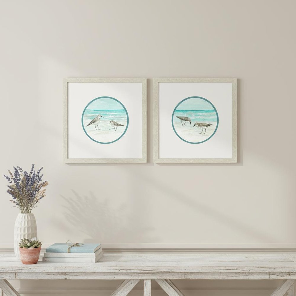 Set Of Two Shoreline Duo Distressed White Framed Wall Art HomeRoots