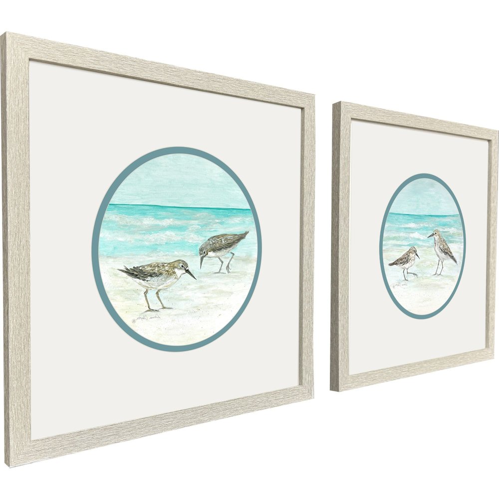 Set Of Two Shoreline Duo Distressed White Framed Wall Art HomeRoots
