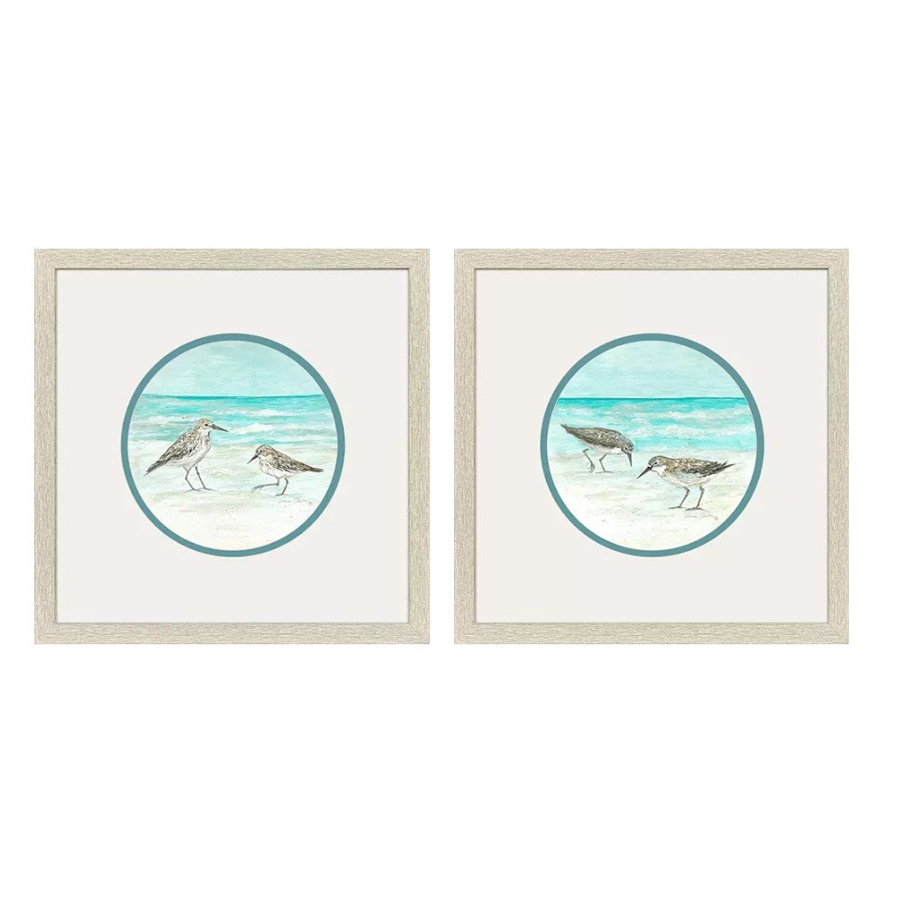 Set Of Two Shoreline Duo Distressed White Framed Wall Art HomeRoots