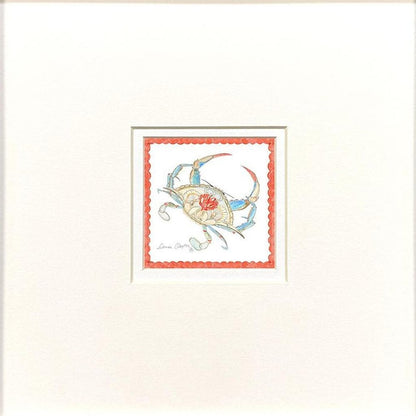 Set Of Two Dreamy Crab Distressed White Framed Illustration Wall Art HomeRoots