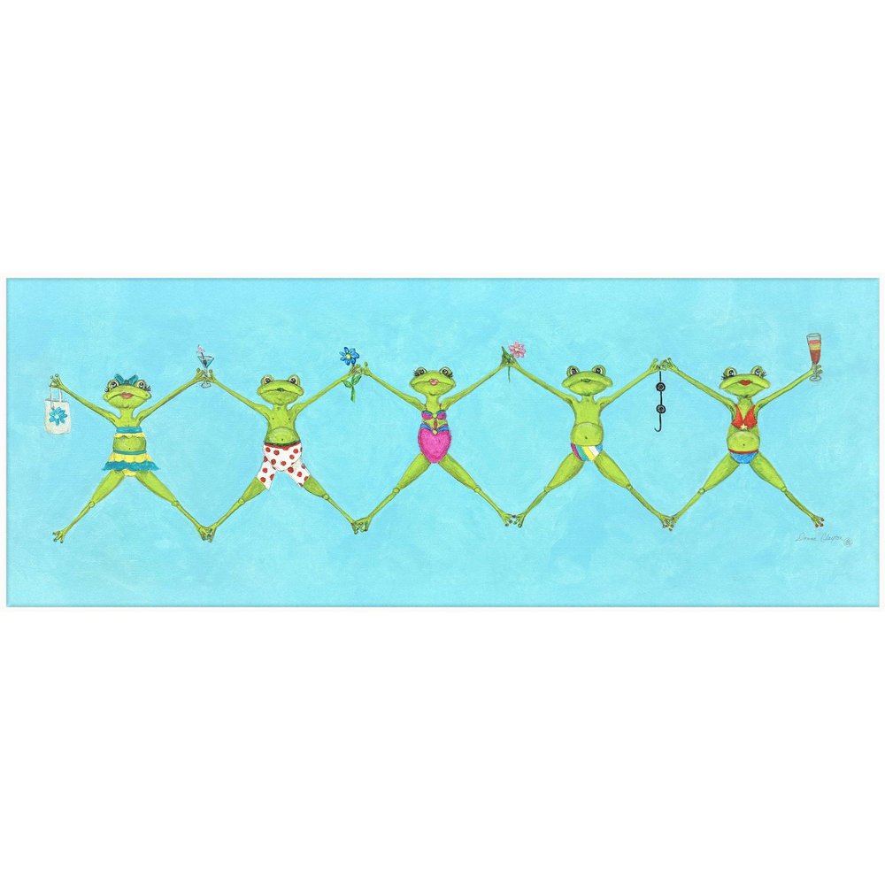 Froggy Beach Party White Framed Wall Art HomeRoots