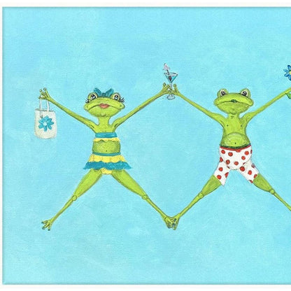 Froggy Beach Party White Framed Wall Art HomeRoots