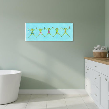 Froggy Beach Party White Framed Wall Art HomeRoots