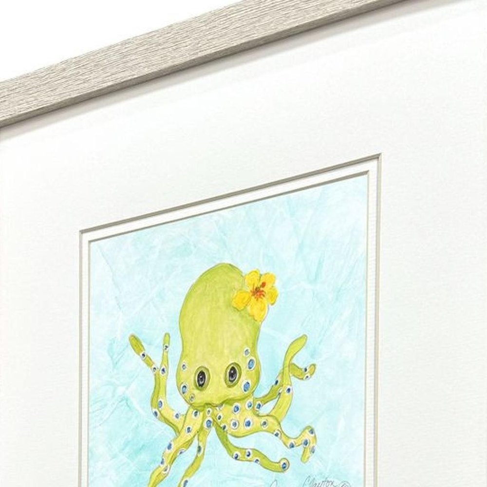 Set Of Four Baby Octopus Distressed White Framed Wall Art HomeRoots