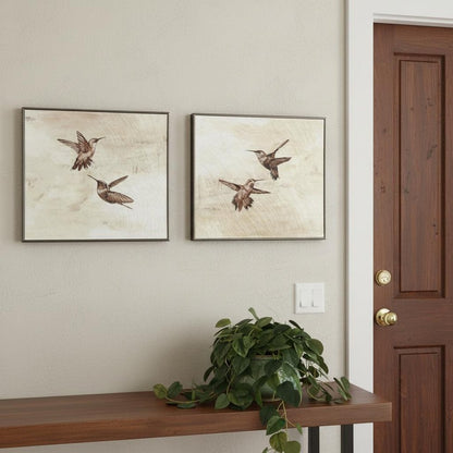 Set Of Two Neutral Flight Brown Framed Wall Art HomeRoots